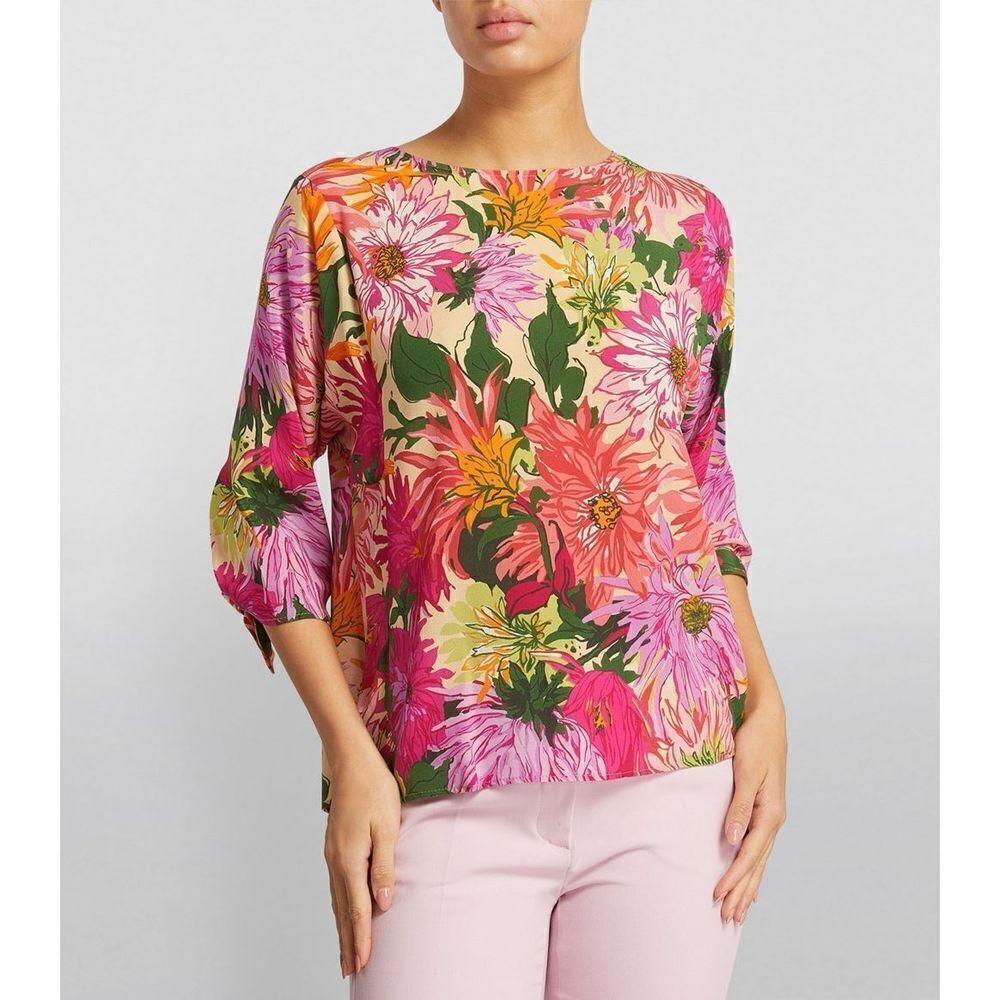 Max Mara‎ Weekend Fuchsia Vorra Printed Silk Floral Blouse